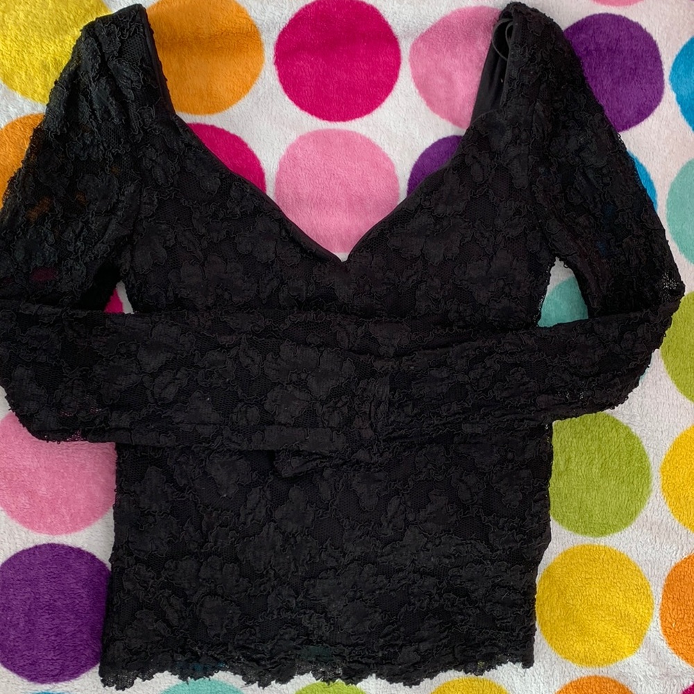 Vintage Midnight Glo Black Long Sleeve Lace Sweetheart Dress